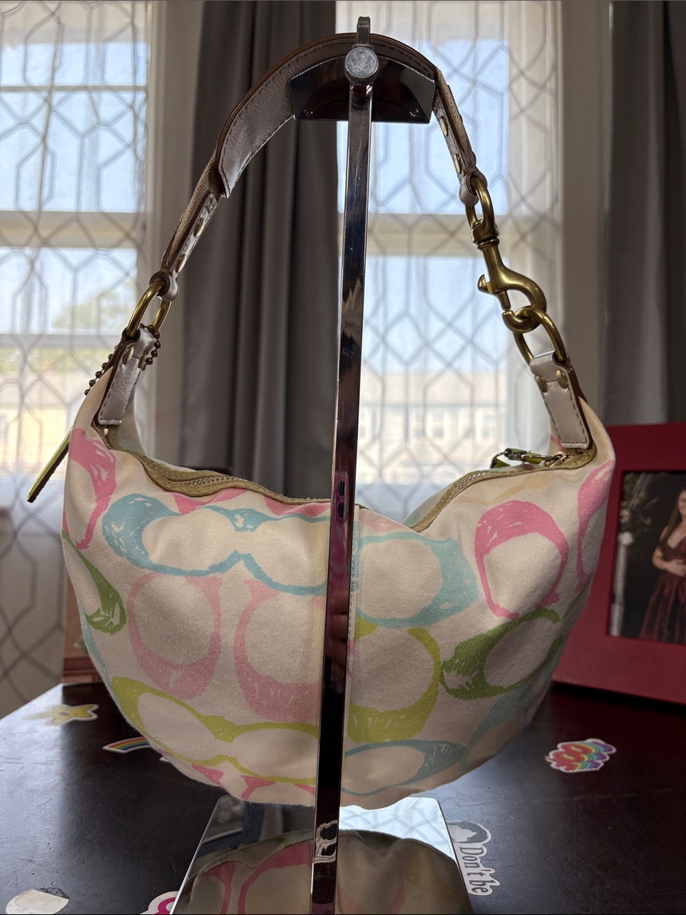 Vintage Coach 2005 Y2K Scribble Signature Ergo Hobo Leather Shoulder Bag 12x9in - Picture 7 of 16